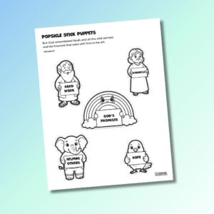 noah - popsicle stick puppets B&W